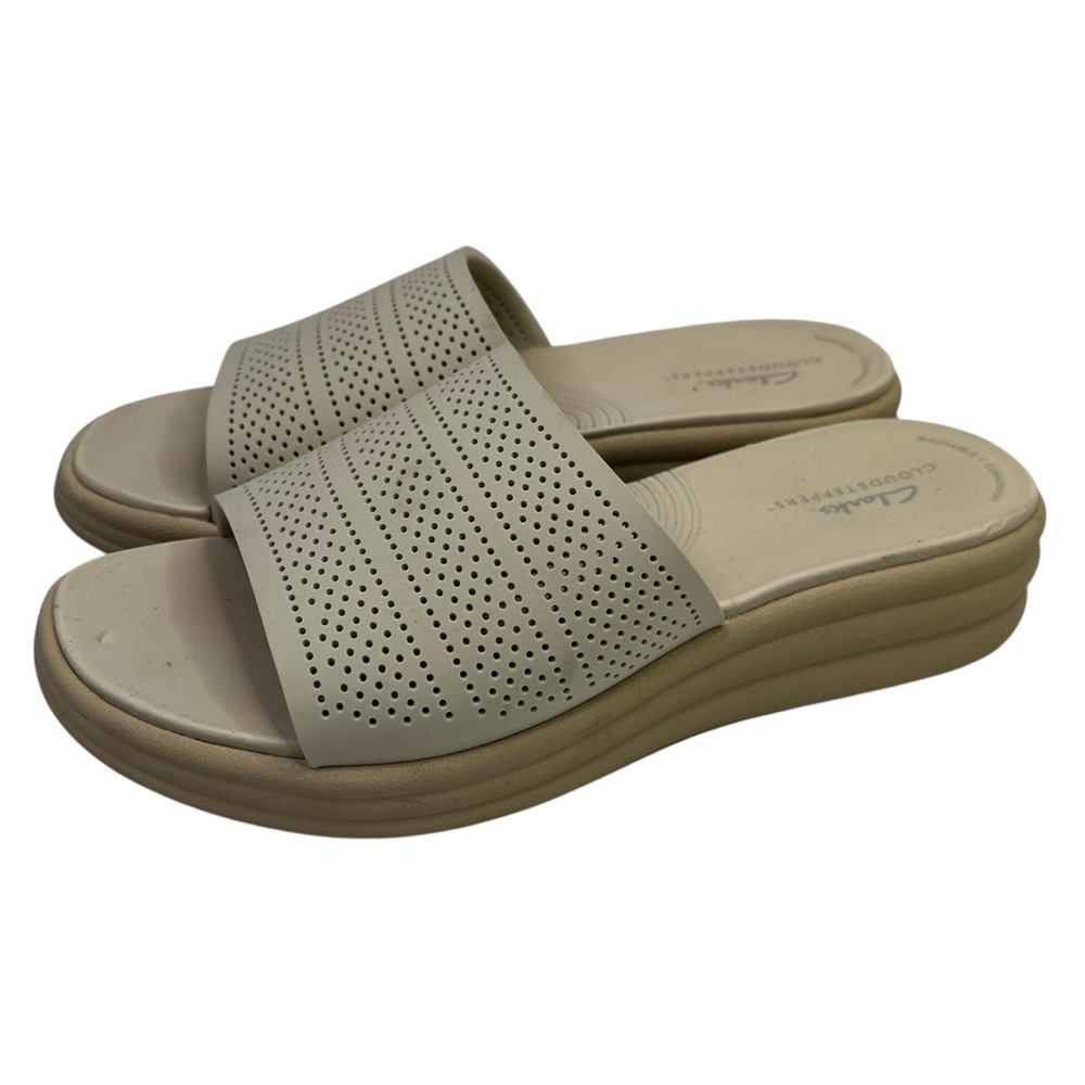 Clarks Cloudsteppers Drift Twist Slip-On Flat Sandals cream - 8 - Picture 2 of 9